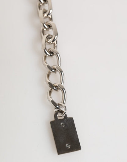 Dolce & Gabbana Silver Chain Brass Beaded Lobster Clasp Logo Men Bracelet - The Gentlemen's Vault
