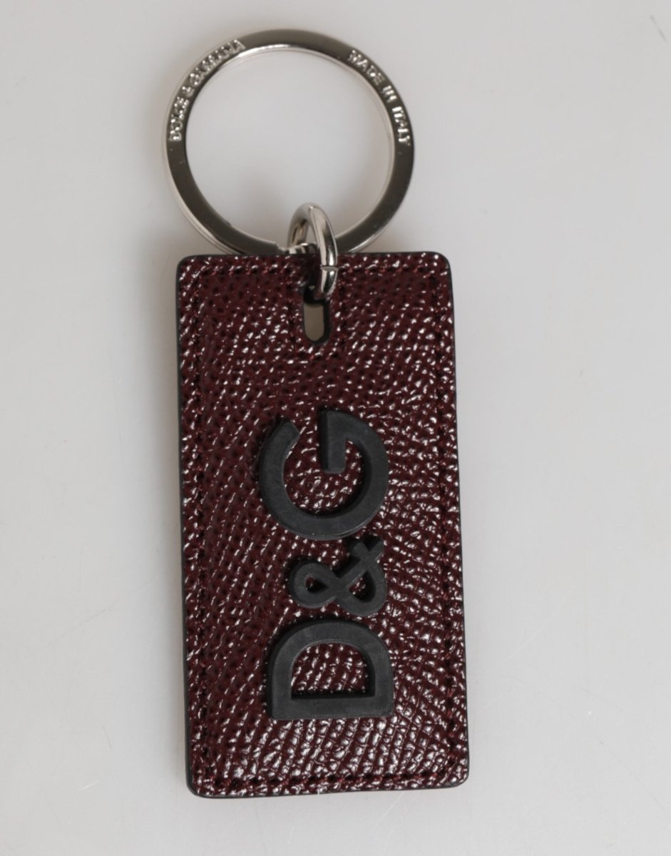 Dolce & Gabbana Dark Brown Leather Logo Metal Ring Men Keychain Keyring - The Gentlemen's Vault