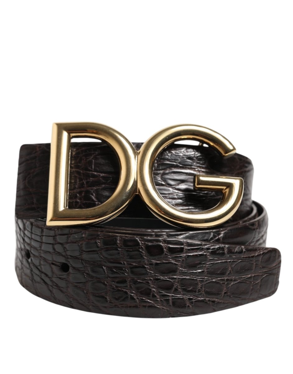 Dolce & Gabbana Black Exotic Leather DG Logo Buckle Belt - The Gentlemen's Vault