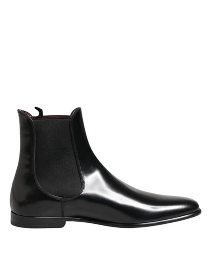 Dolce & Gabbana Black Chelsea Slip On Mid Calf Boots Shoes - The Gentlemen's Vault