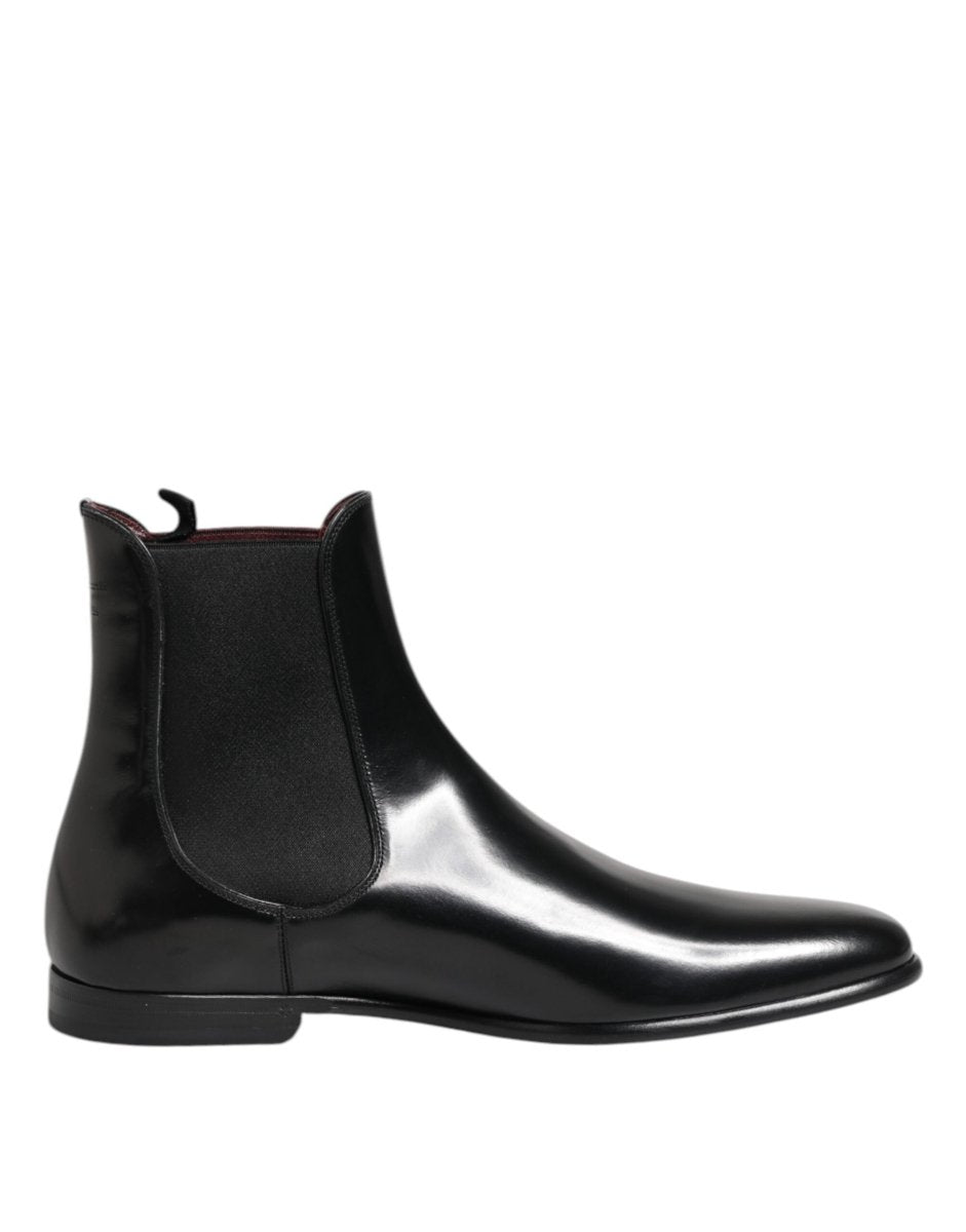 Dolce & Gabbana Black Chelsea Slip On Mid Calf Boots Shoes - The Gentlemen's Vault