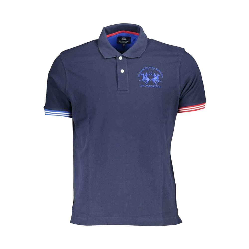 La Martina Blue Cotton Polo Shirt - The Gentlemen's Vault