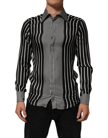 Dolce & Gabbana Black White Stripes Men MARTINI Dress Shirt - The Gentlemen's Vault