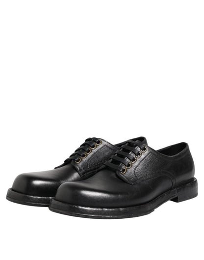 Dolce & Gabbana Black Leather Lace Up Derby Formal Shoes - The Gentlemen's Vault