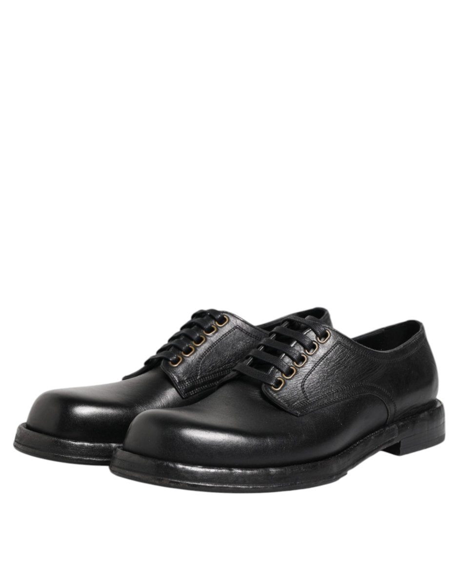 Dolce & Gabbana Black Leather Lace Up Derby Formal Shoes - The Gentlemen's Vault