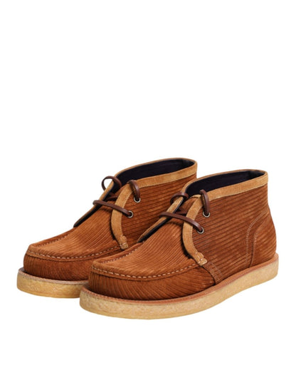 Dolce & Gabbana Brown Suede Nubuck Leather Desert Ankle Boots Shoes - The Gentlemen's Vault