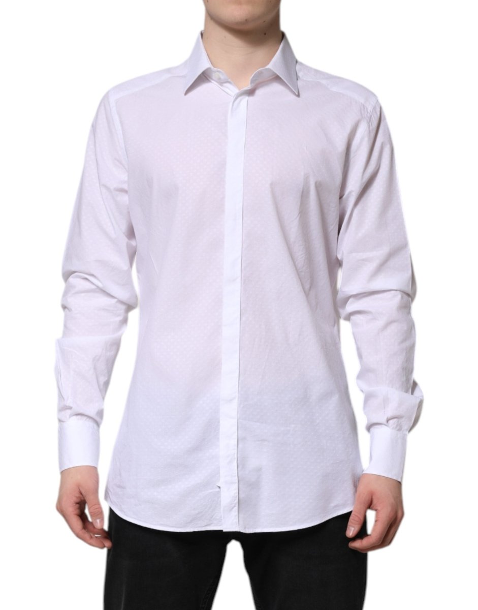 Dolce & Gabbana White GOLD Cotton Long Sleeves Formal Shirt - The Gentlemen's Vault