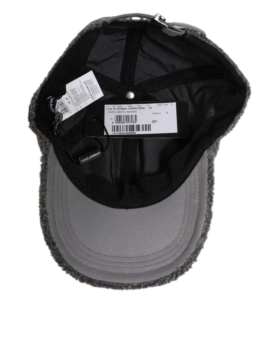 Dolce & Gabbana Gray Wool Fleece Rapper Men Baseball Capello Hat - The Gentlemen's Vault