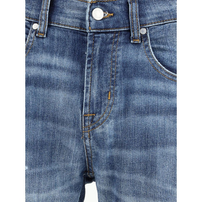 7FOR Blue Cotton Straight - Leg Jeans - The Gentlemen's Vault