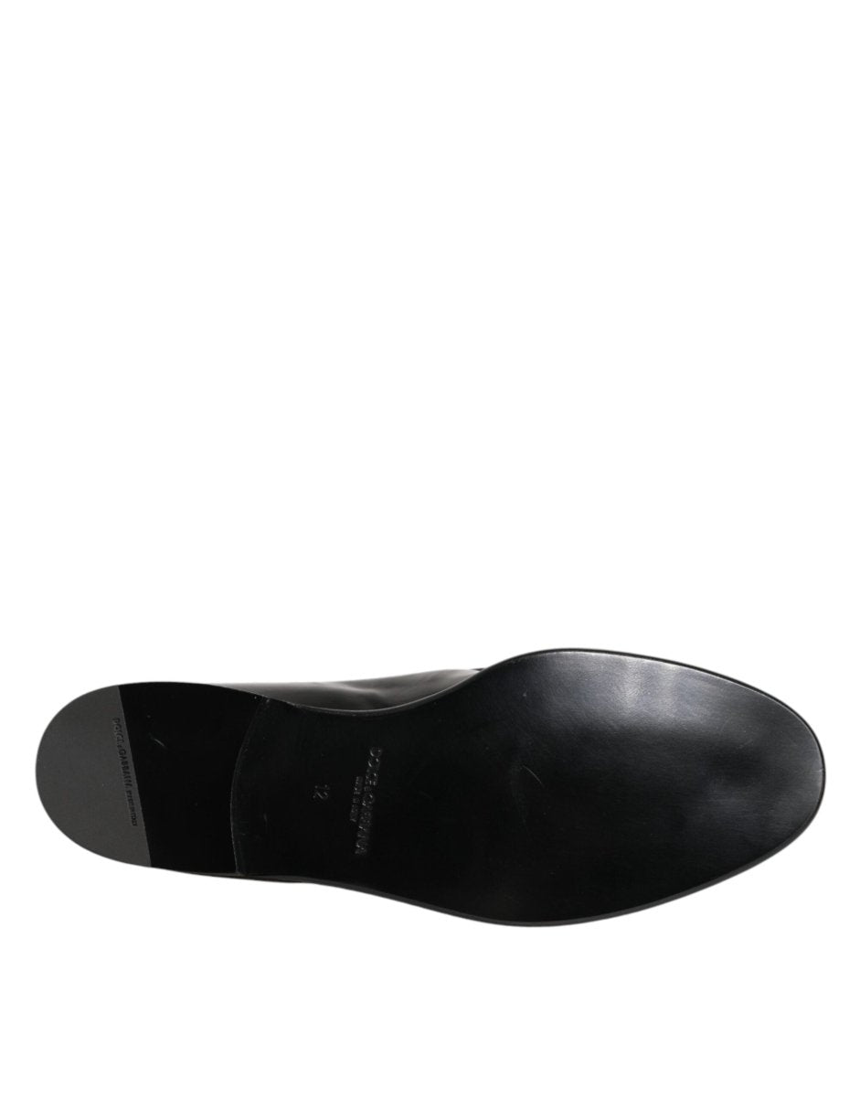 Dolce & Gabbana Black Leather Slip On Dress Men Loafers Shoes - The Gentlemen's Vault