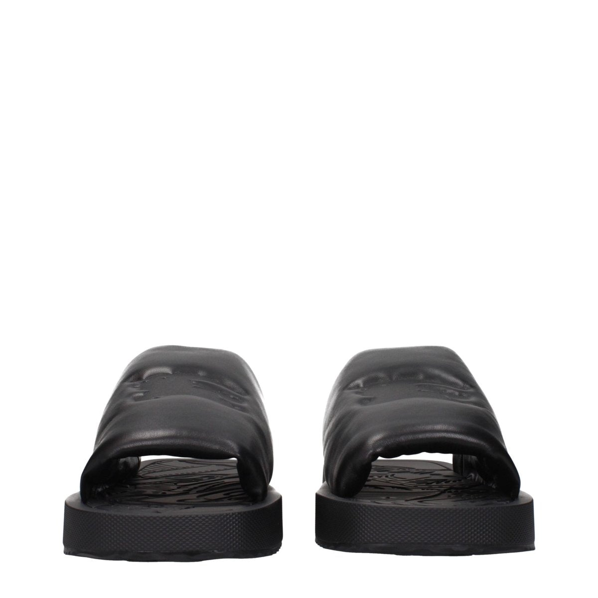 Burberry Black Leather Slippers Sandals - The Gentlemen's Vault