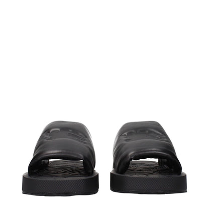 Burberry Black Leather Slippers Sandals - The Gentlemen's Vault