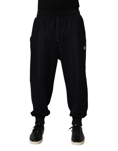 Dolce & Gabbana Black Cotton Blend Drawstring Jogger Jogger Pants - The Gentlemen's Vault