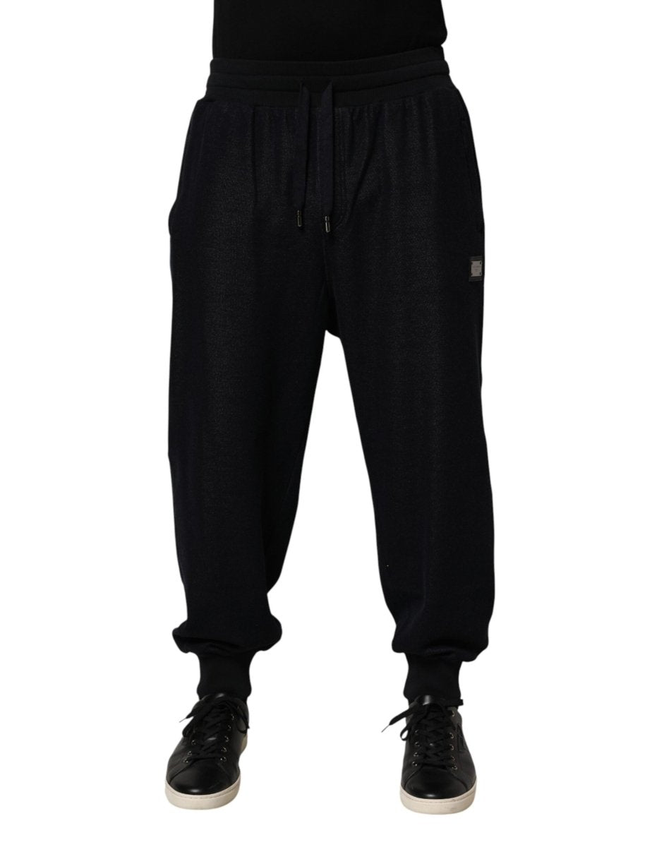 Dolce & Gabbana Black Cotton Blend Drawstring Jogger Jogger Pants - The Gentlemen's Vault