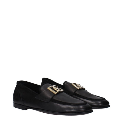 Dolce & Gabbana Black Leather Slip - On Loafers - The Gentlemen's Vault