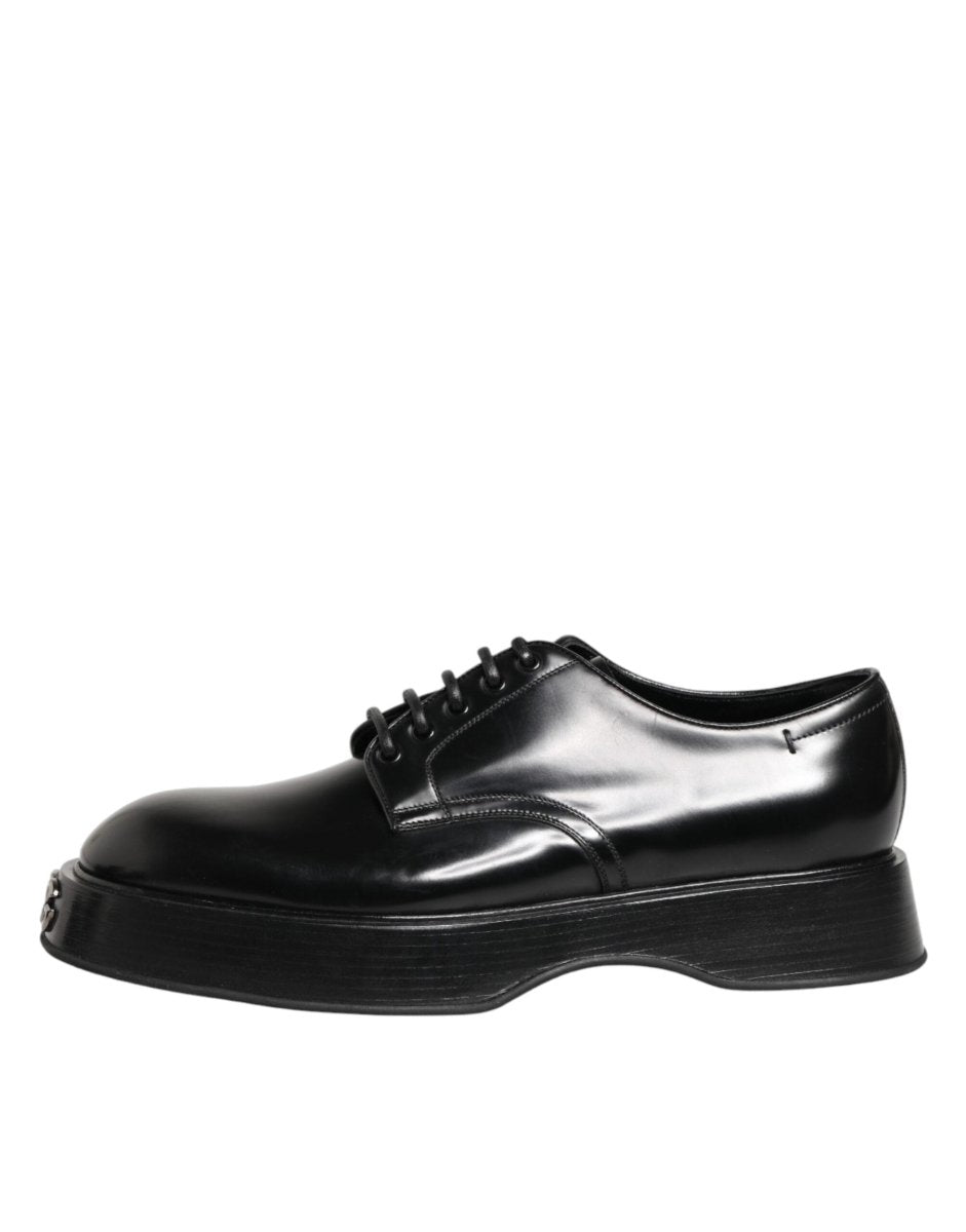 Dolce & Gabbana Black Calfskin Leather Men Derby Dress Shoes - The Gentlemen's Vault