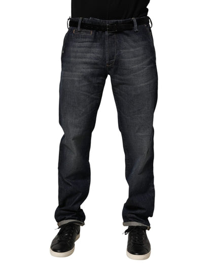 Brian Dales Dark Blue Washed Skinny Men Denim Trouser Jeans - The Gentlemen's Vault