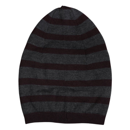 Dolce & Gabbana Gray Striped Wool Knitted Winter Beanie Hat - The Gentlemen's Vault