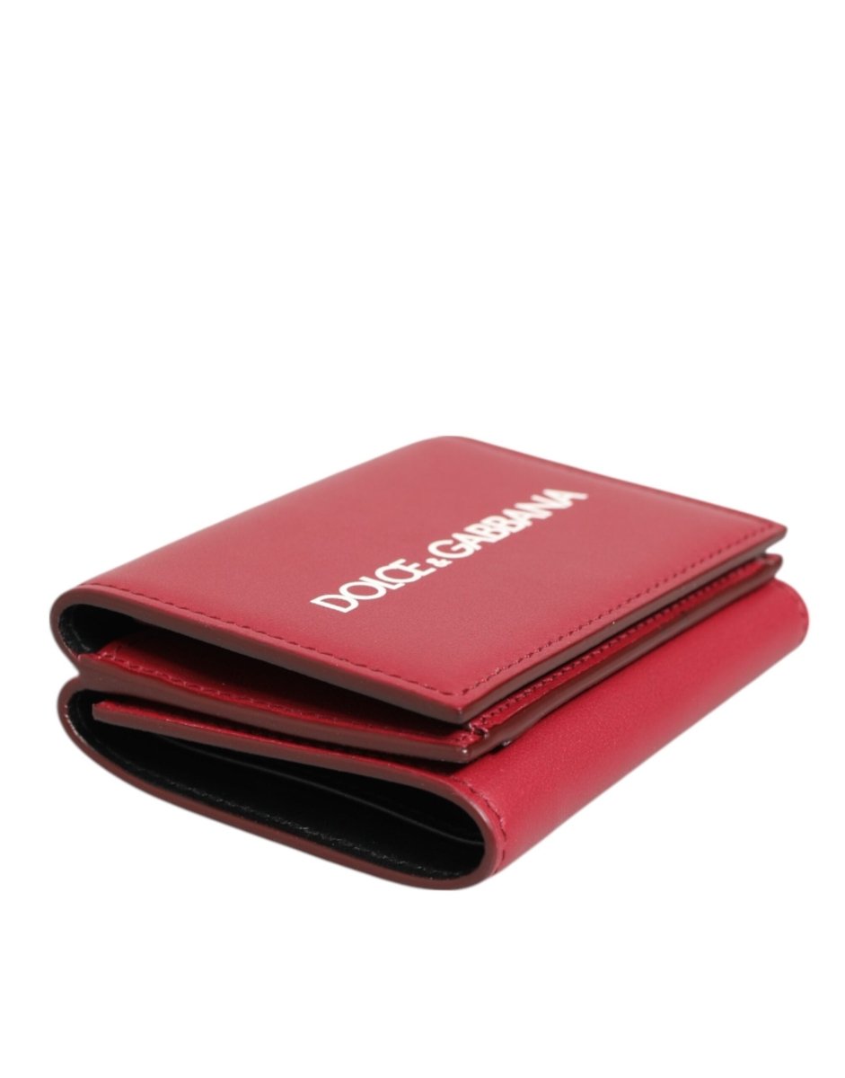 Dolce & Gabbana Red Leather Bold Logo Print Trifold Card Holder Wallet - The Gentlemen's Vault