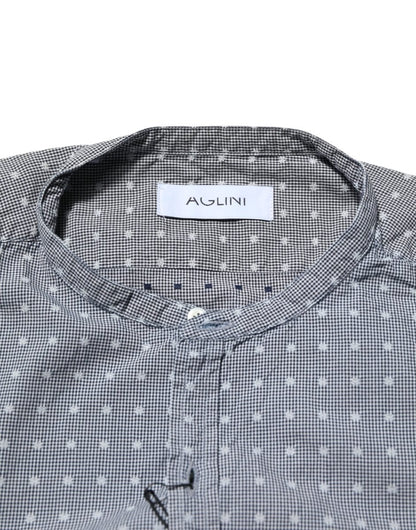 AGLINI Gray Polka Dot Cotton Button Down Long Sleeves Shirt - The Gentlemen's Vault