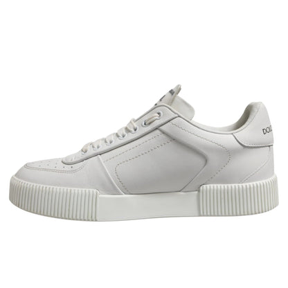 Dolce & Gabbana White Miami Leather Low Top Men Sneakers Shoes - The Gentlemen's Vault