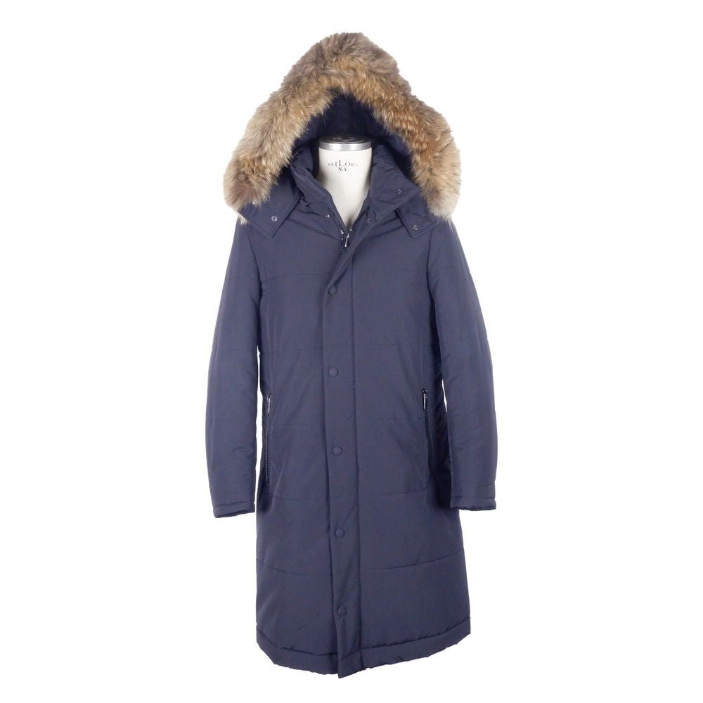 Made in Italy Blue Wool Men's Raincoat - The Gentlemen's Vault