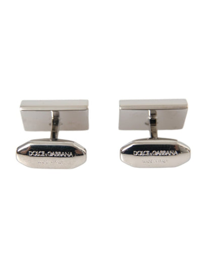 Dolce & Gabbana Silver Plated Metal Brass DG Logo Pin Cufflinks - The Gentlemen's Vault