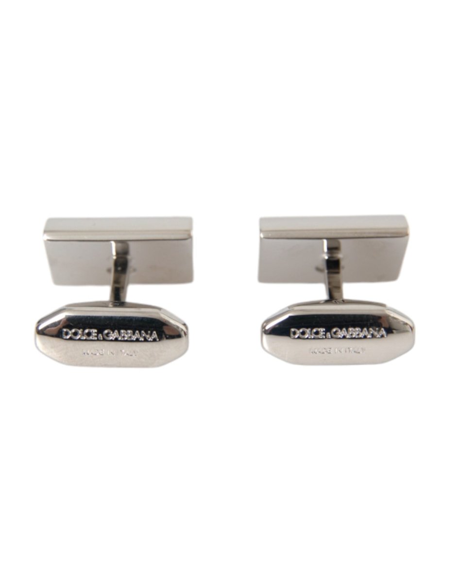 Dolce & Gabbana Silver Plated Metal Brass DG Logo Pin Cufflinks - The Gentlemen's Vault