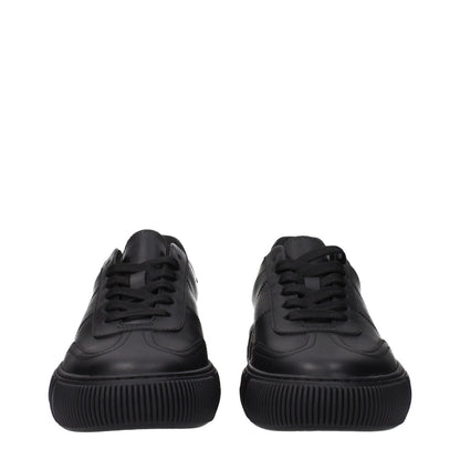 Versace Black Leather Low Tops - The Gentlemen's Vault