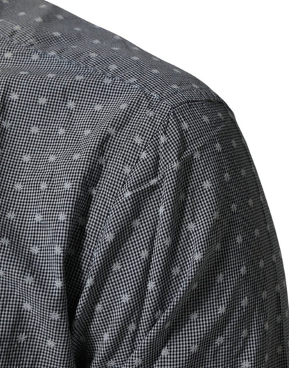 AGLINI Gray Polka Dot Cotton Button Down Long Sleeves Shirt - The Gentlemen's Vault