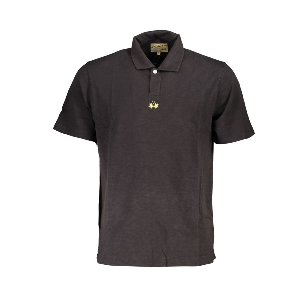 La Martina Elegant Black Cotton Polo Shirt Regular Fit - The Gentlemen's Vault