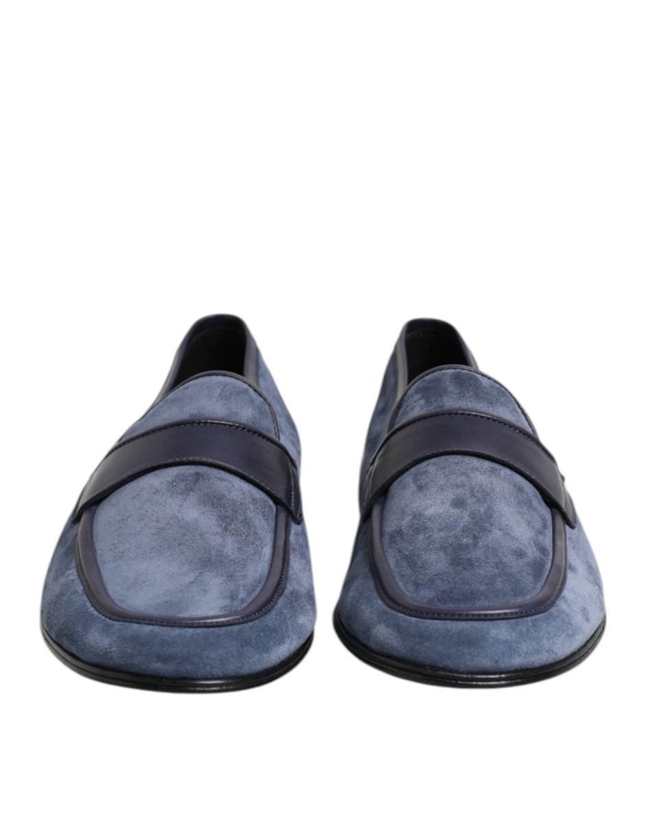 Dolce & Gabbana Blue Suede Leather Loafers Moccasin Shoes - The Gentlemen's Vault