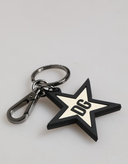 Dolce & Gabbana White Black DG Logo Star Rubber Men's Keychain Keyring - The Gentlemen's Vault