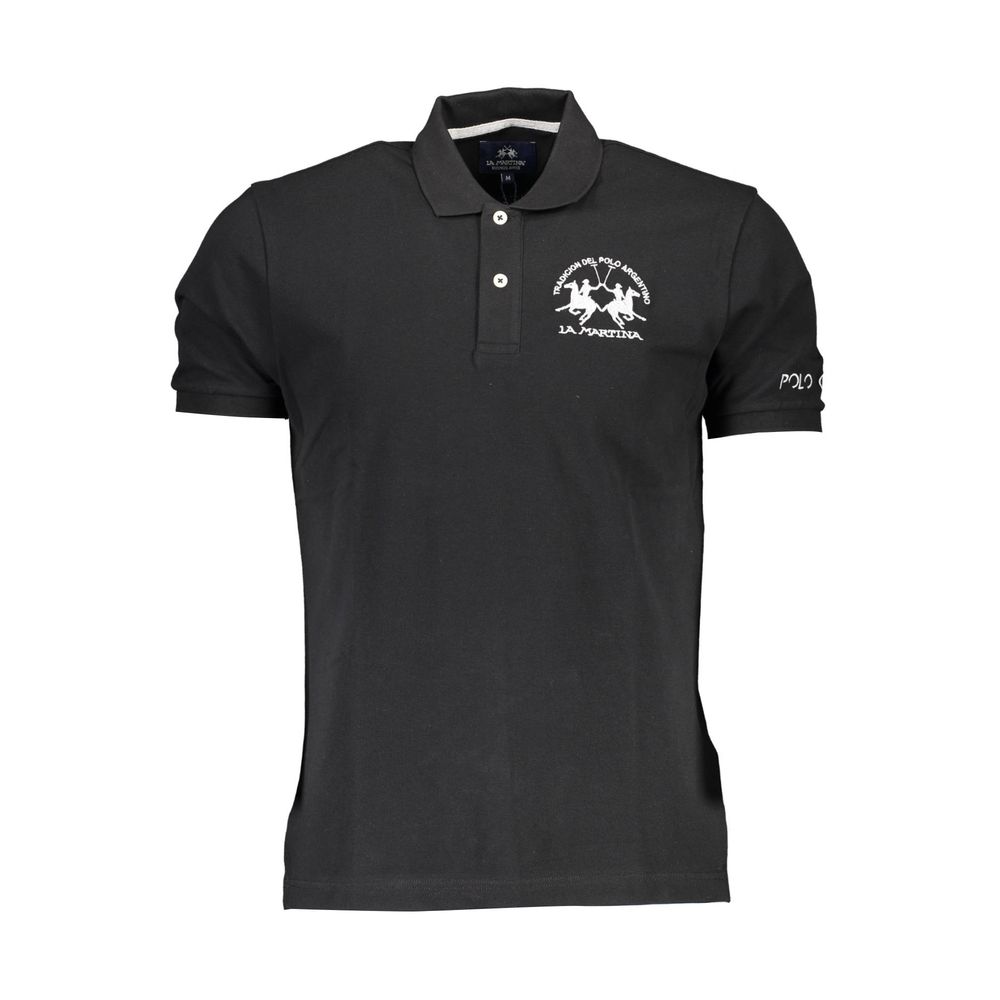La Martina Black Cotton Polo Shirt - The Gentlemen's Vault
