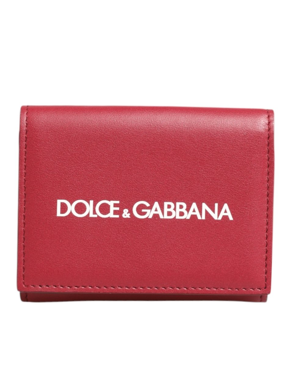 Dolce & Gabbana Red Leather Bold Logo Print Trifold Card Holder Wallet - The Gentlemen's Vault
