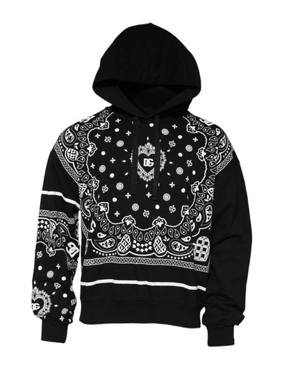 Dolce & Gabbana Black Bandana Hooded Men Sweatshirt Sweater - The Gentlemen's Vault