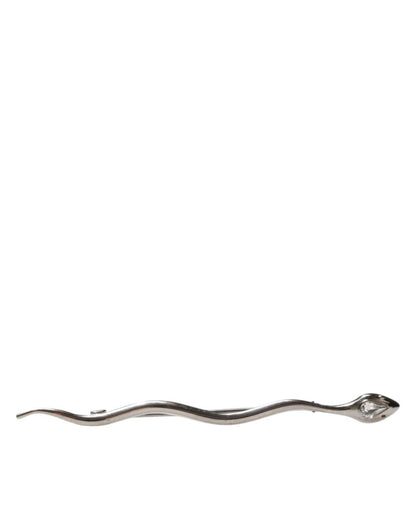 Dolce & Gabbana Silver Brass Crystal Spilla Serpente Mens Brooch Pin - The Gentlemen's Vault