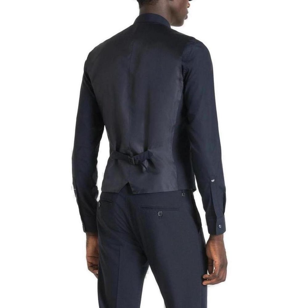 Antony Morato Blue Polyester Waistcoat - The Gentlemen's Vault