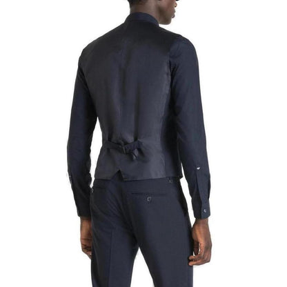 Antony Morato Blue Polyester Waistcoat - The Gentlemen's Vault