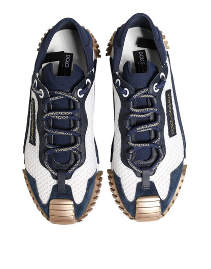Dolce & Gabbana Blue White Low Top NS1 Men Sneakers Shoes - The Gentlemen's Vault