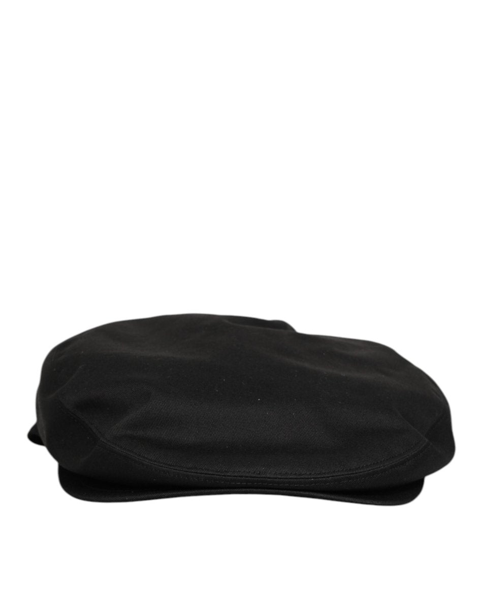 Dolce & Gabbana Black Cotton Dg Logo Newsboy Cloth Capello Hat - The Gentlemen's Vault