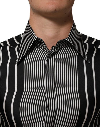 Dolce & Gabbana Black White Stripes Men MARTINI Dress Shirt - The Gentlemen's Vault