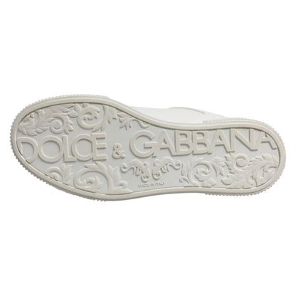 Dolce & Gabbana White Miami Leather Low Top Men Sneakers Shoes - The Gentlemen's Vault