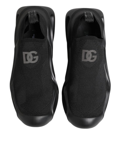 Dolce & Gabbana Black Slip On Wave Low Top Men Sneaker Shoes - The Gentlemen's Vault
