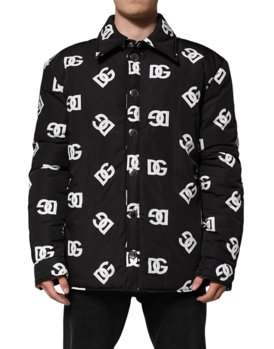 Dolce & Gabbana Black DG Monogram Nylon Windbreaker Jacket - The Gentlemen's Vault