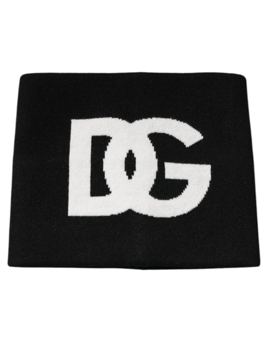 Dolce & Gabbana Black Cashmere DG Logo Square Handkerchief Scarf - The Gentlemen's Vault