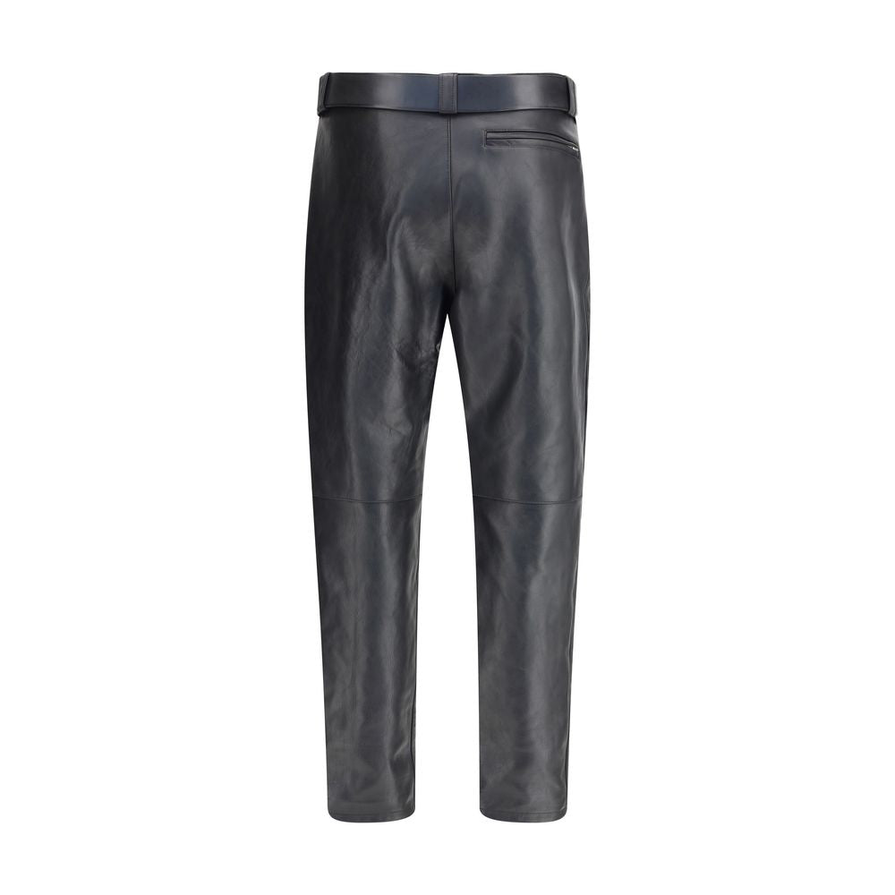 Saint Laurent Hammered leather belted Pants - The Gentlemen's Vault