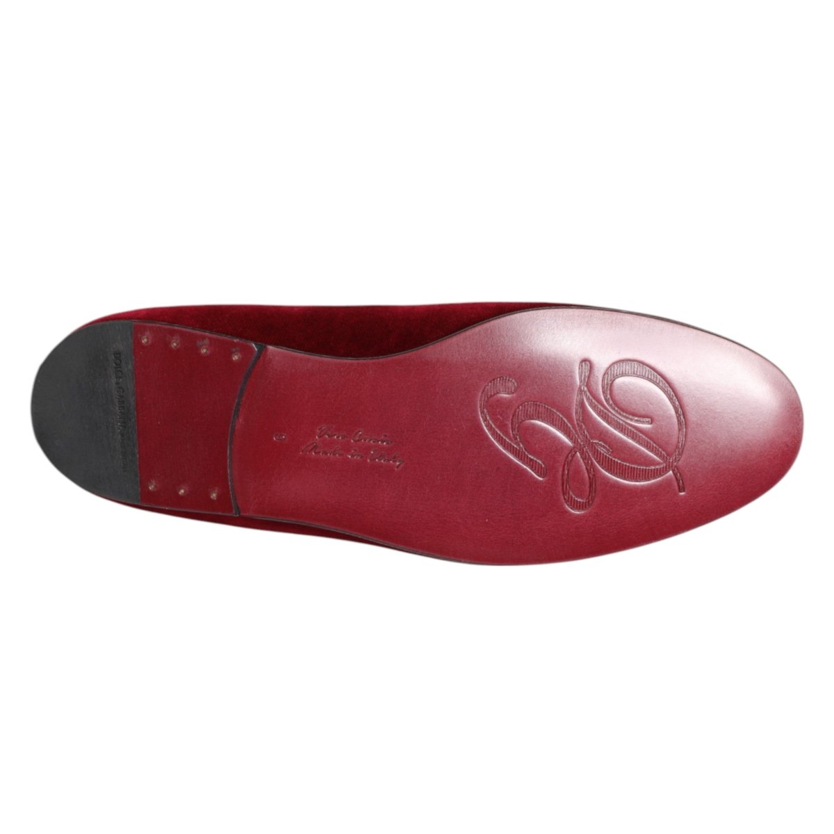 Dolce & Gabbana Red Velvet Gold Crown Mens Loafers Shoes - The Gentlemen's Vault