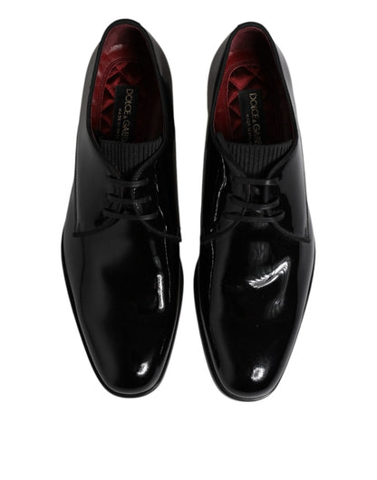 Dolce & Gabbana Black Leather Lace Up Men Derby Formal Shoes - The Gentlemen's Vault