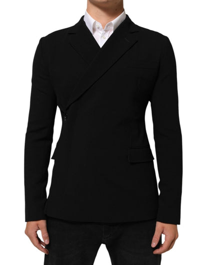 Dolce & Gabbana Black Wool Double Breasted Men Jacket Blazer - The Gentlemen's Vault